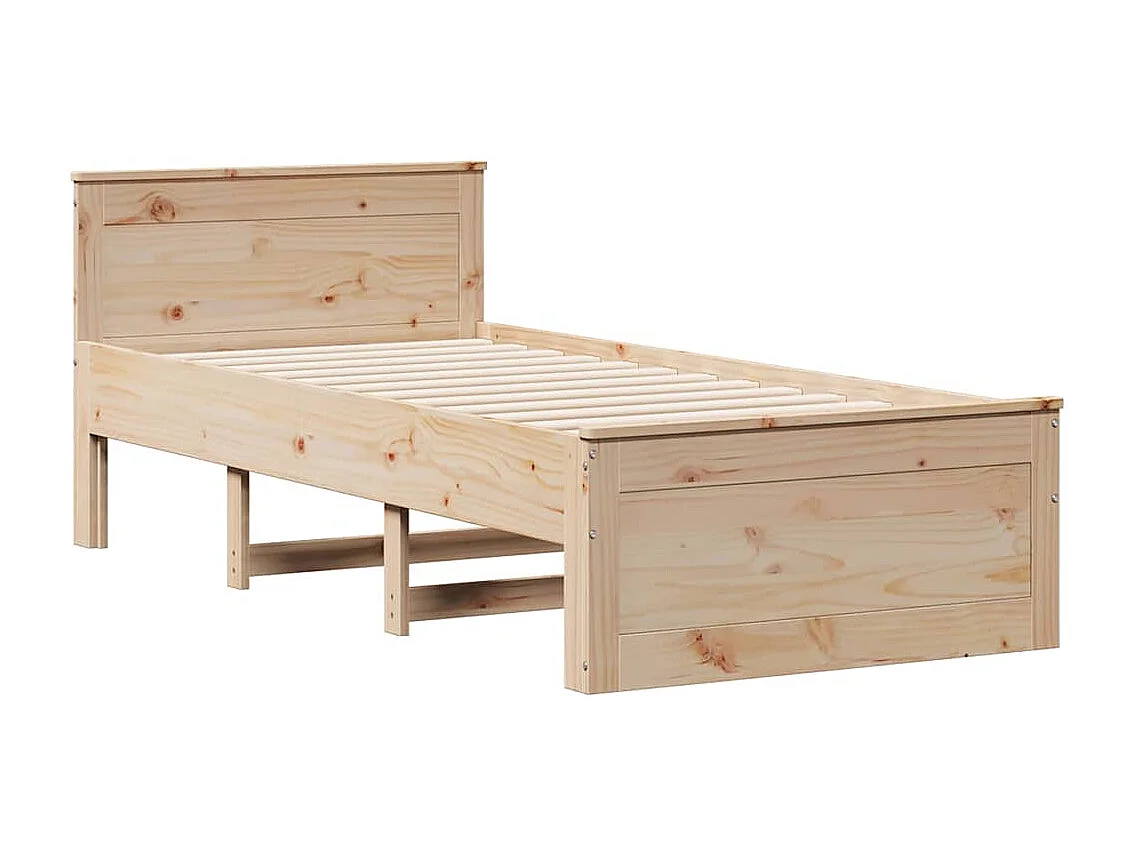 Lit simple | Lit adulte, enfant | Cadre de lit avec tête de lit 90x190 cm pin massif