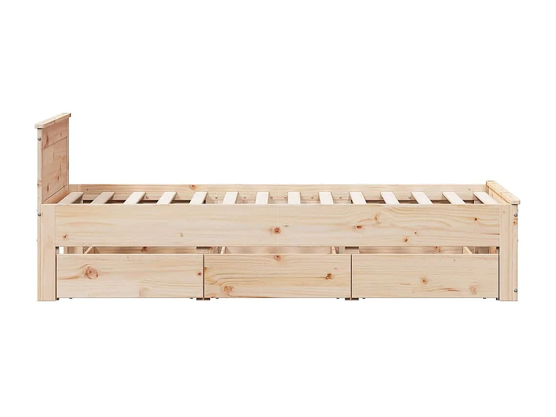 Lit simple | Lit adulte, enfant | Cadre de lit avec tête de lit 90x190 cm pin massif