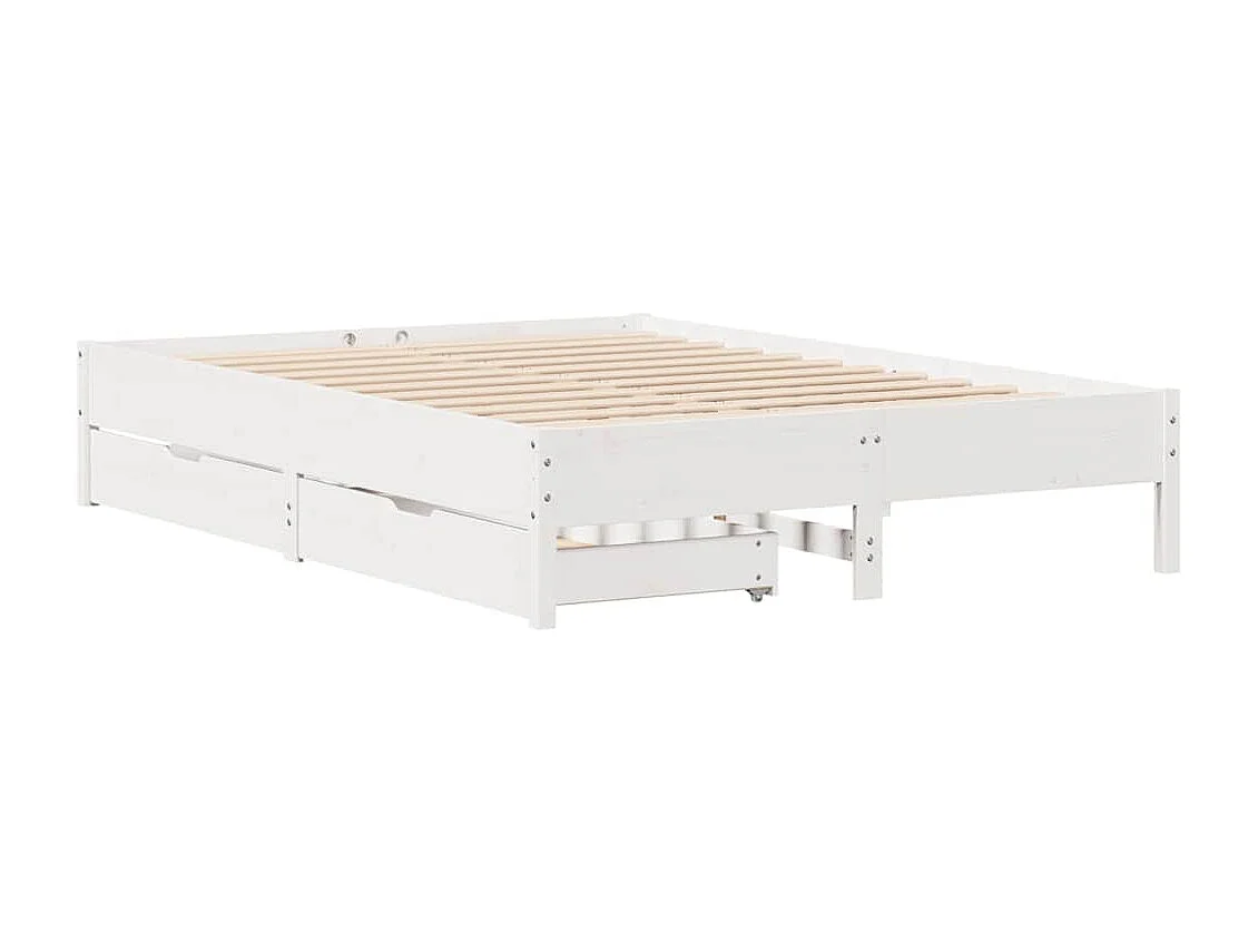 Lit double | Lit adulte | Cadre de lit blanc 135x190 cm bois de pin massif