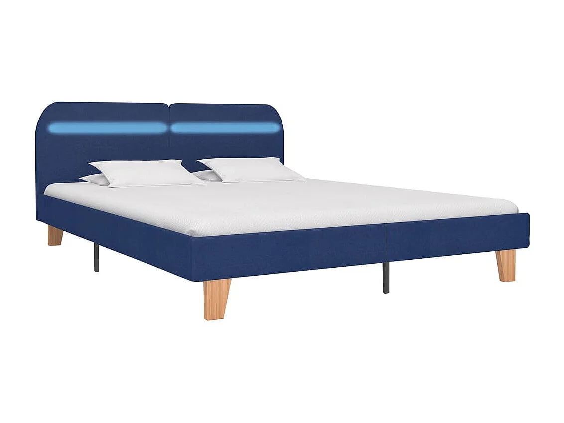 Lit double | Lit adulte | Cadre de lit avec LED bleu tissu 180x200 cm