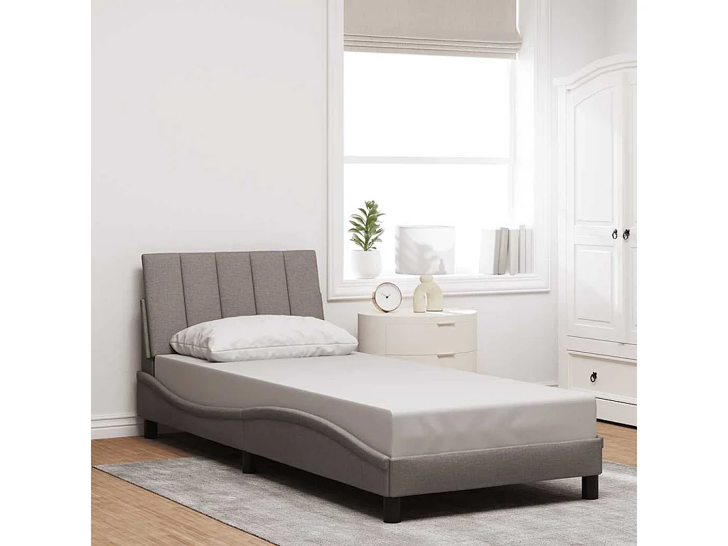 Lit simple | Lit adulte, enfant | Cadre de lit taupe 90x190 cm tissu