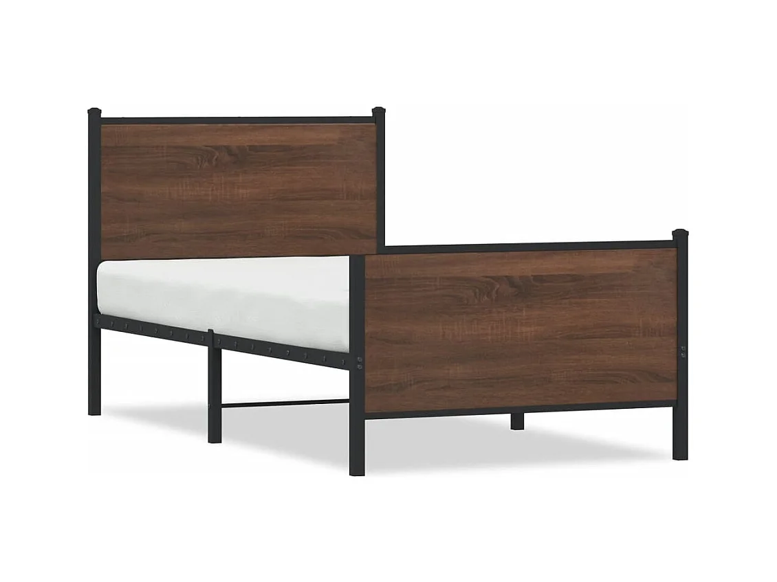 Lit simple | Lit adulte, enfant | Cadre de lit en métal chêne marron 90x190 cm
