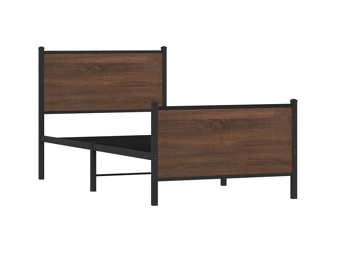 Lit simple | Lit adulte, enfant | Cadre de lit en métal chêne marron 90x190 cm