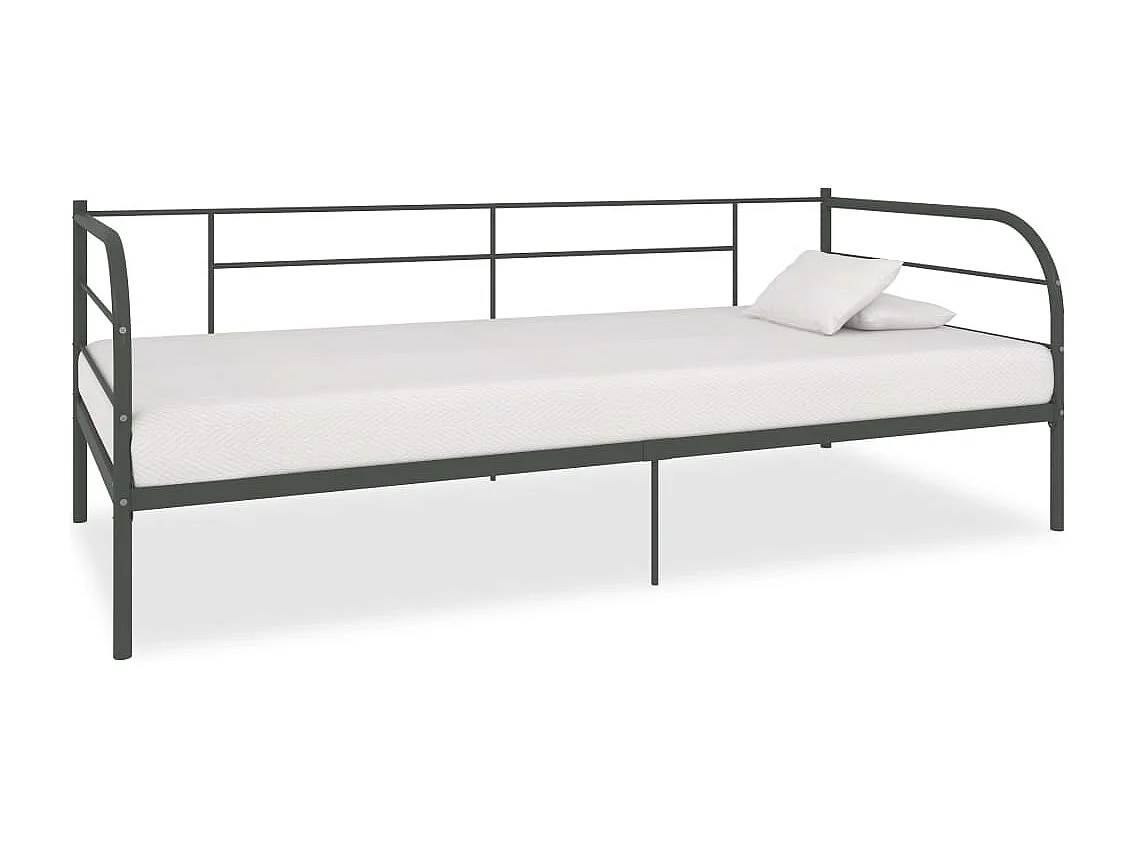 Lit simple | Lit adulte, enfant | Cadre de lit de repos gris métal 90x200 cm