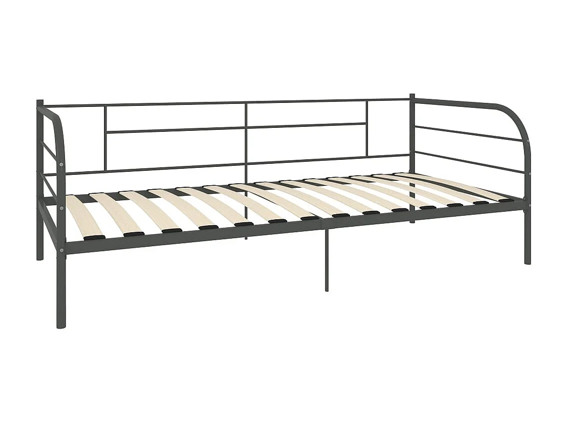 Lit simple | Lit adulte, enfant | Cadre de lit de repos gris métal 90x200 cm