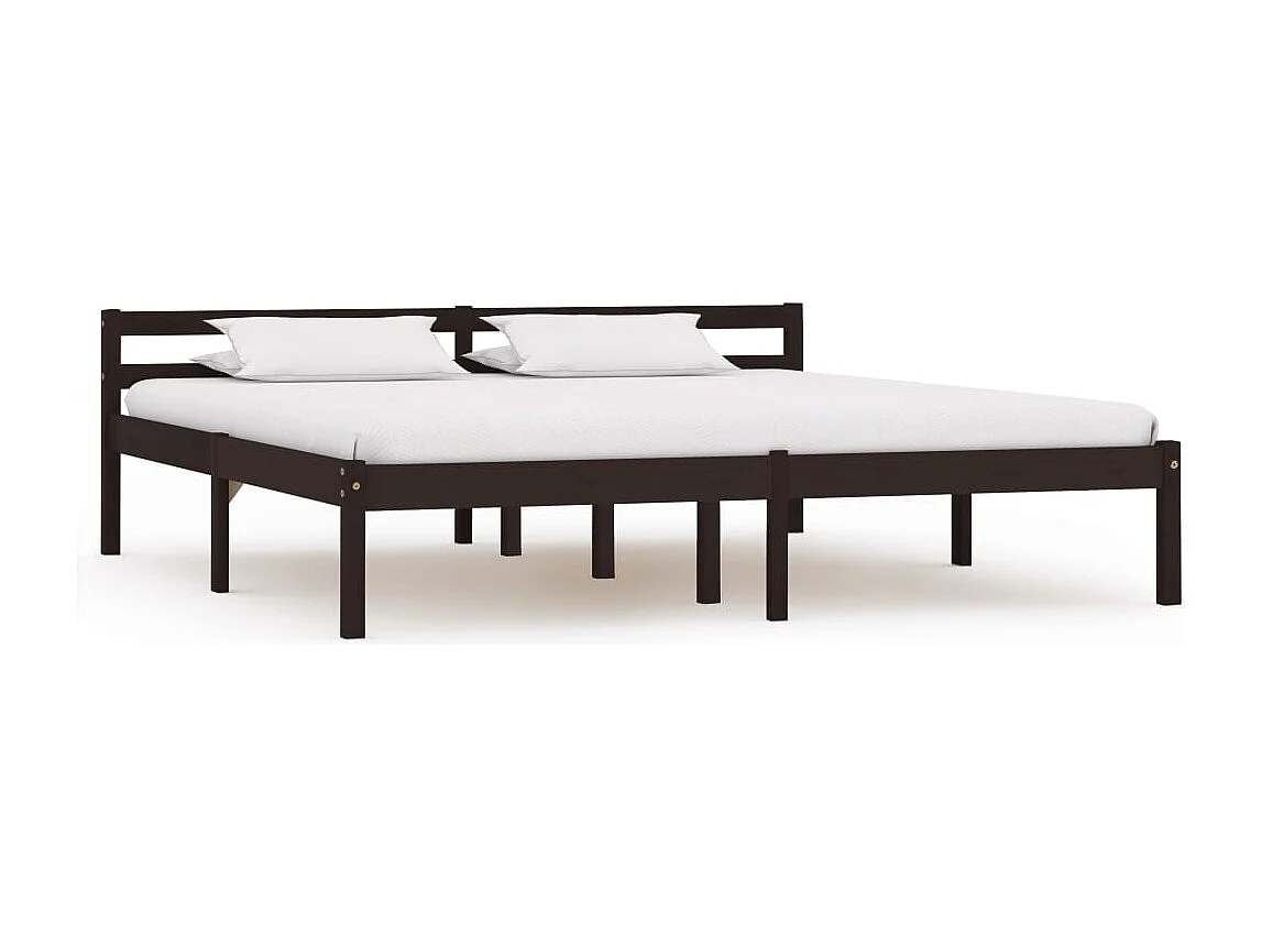 Lit double | Lit adulte | Cadre de lit marron foncé pin massif 160x200 cm