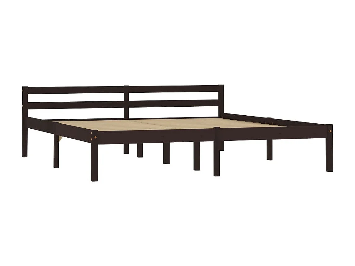 Lit double | Lit adulte | Cadre de lit marron foncé pin massif 160x200 cm