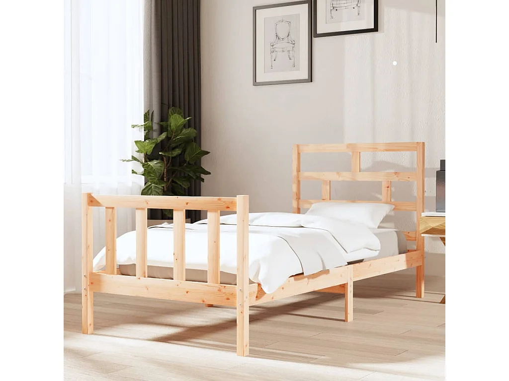 Lit simple | Lit adulte, enfant | Cadre de lit bois massif 90x200 cm