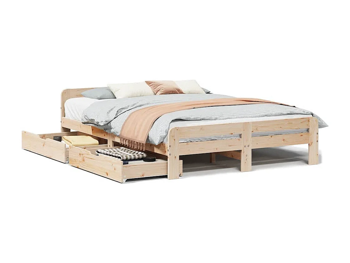 Lit double | Lit adulte | Cadre de lit 150x200 cm bois de pin massif