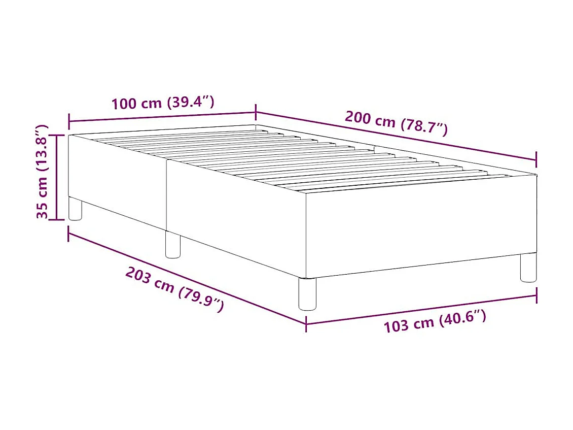 Lit simple | Lit adulte, enfant | Cadre de lit Crème 100x200 cm Tissu en velours côtelé