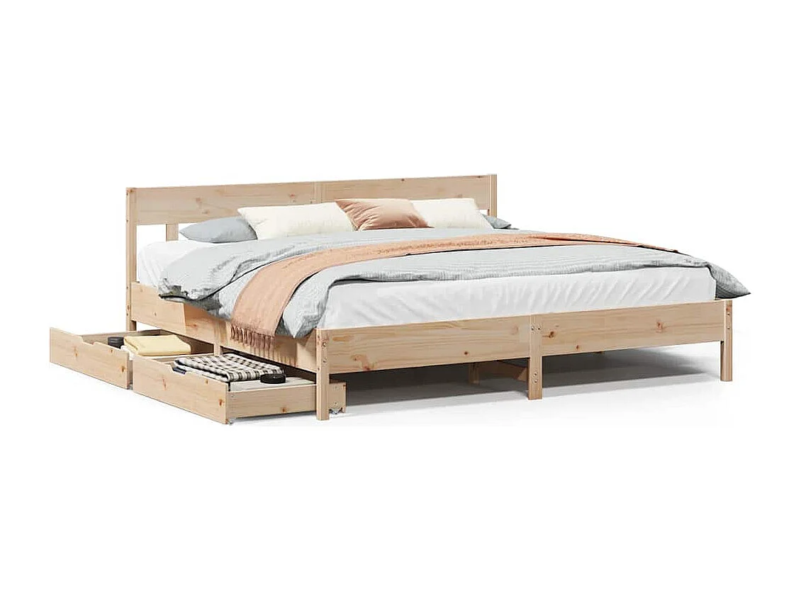 Lit double | Lit adulte | Cadre de lit 200x200 cm bois massif de pin