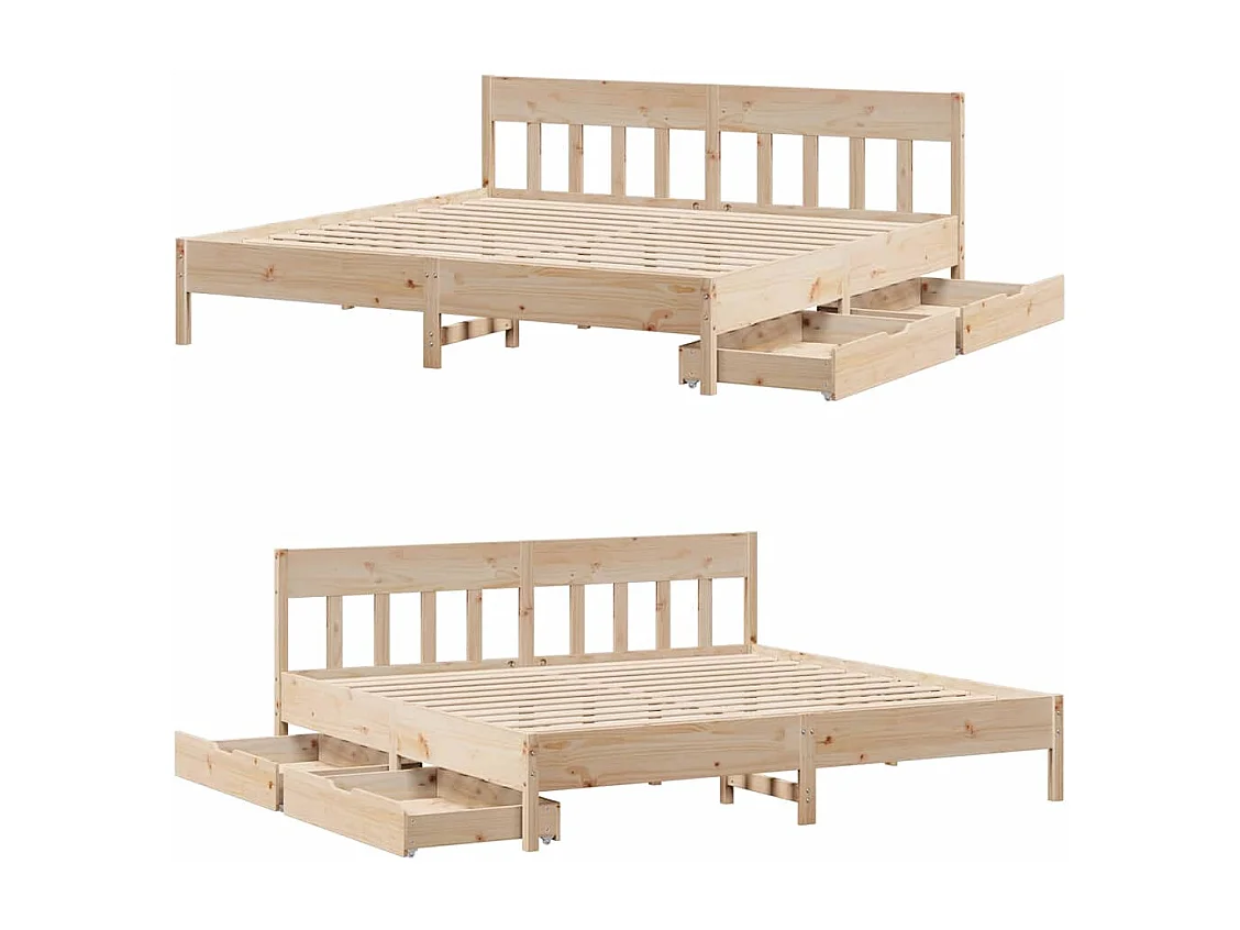 Lit double | Lit adulte | Cadre de lit 200x200 cm bois massif de pin