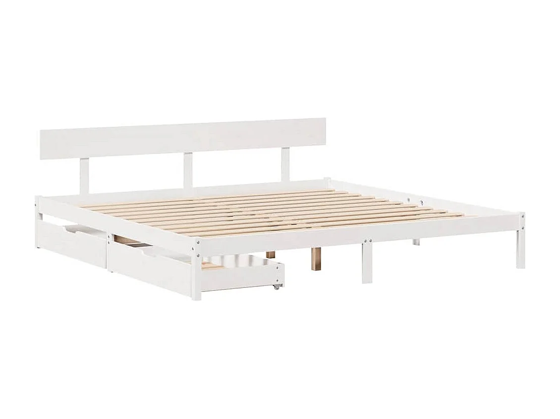 Lit double | Lit adulte | Cadre de lit blanc 180x200 cm bois massif de pin