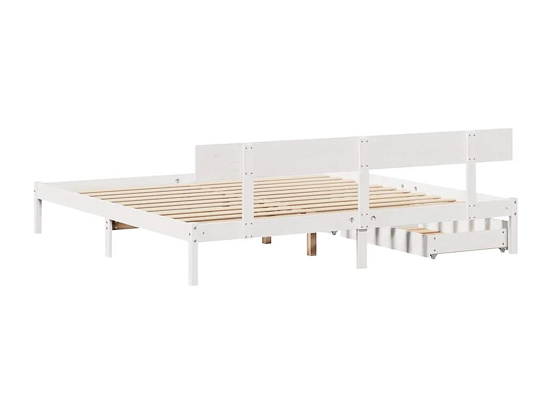 Lit double | Lit adulte | Cadre de lit blanc 180x200 cm bois massif de pin