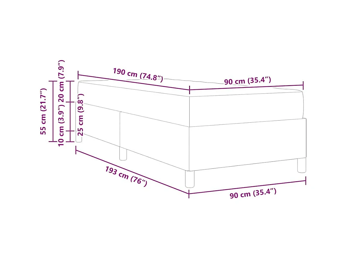 Lit simple | Lit adulte, enfant | Cadre de lit avec matelas Noir 90x190 cm Faux cuir