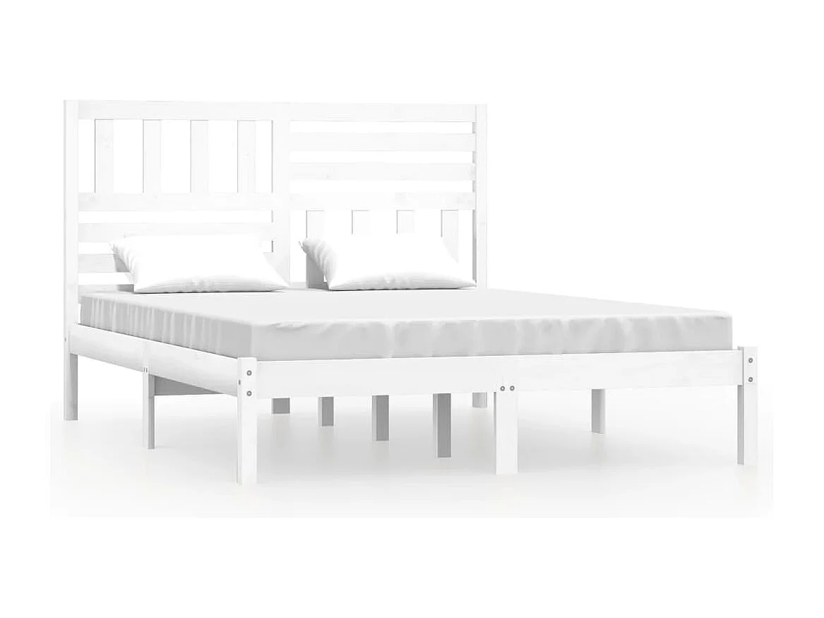 Lit double | Lit adulte | Cadre de lit blanc bois de pin massif 160x200 cm