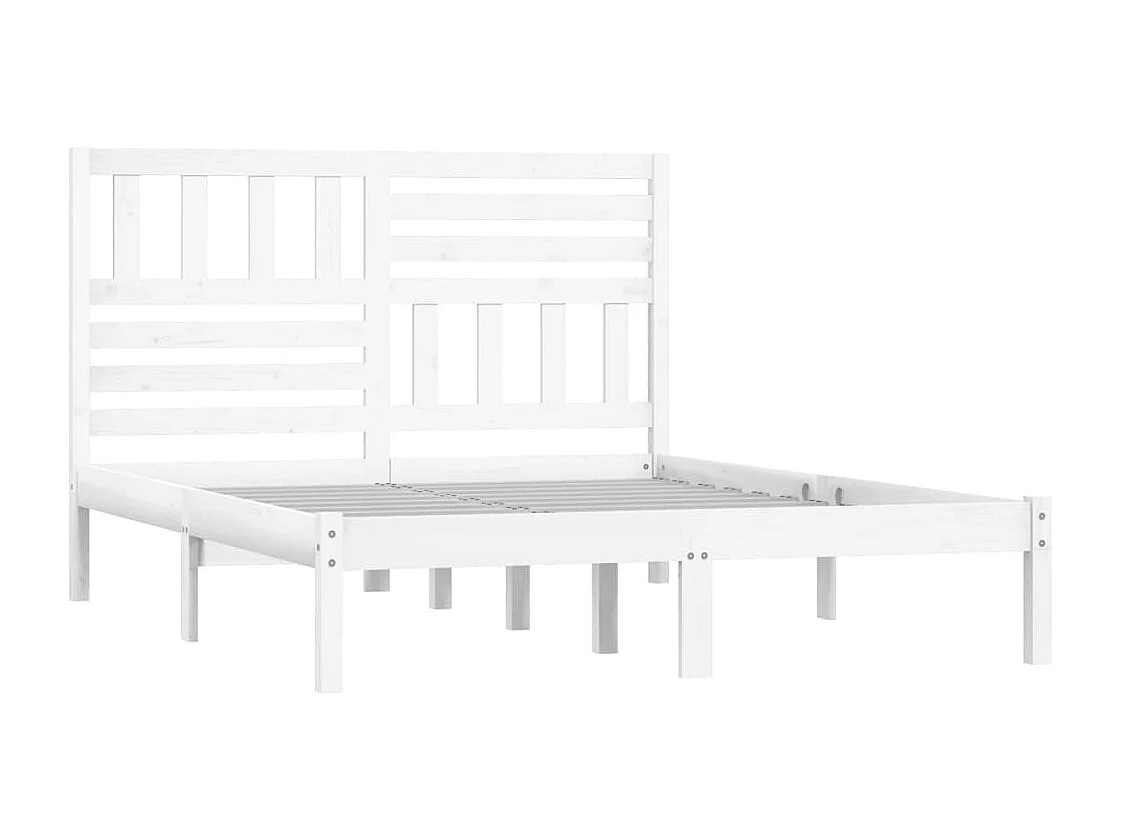 Lit double | Lit adulte | Cadre de lit blanc bois de pin massif 160x200 cm