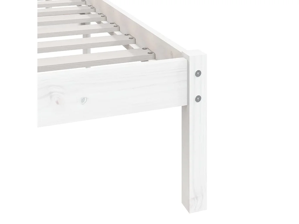 Lit double | Lit adulte | Cadre de lit blanc bois de pin massif 160x200 cm