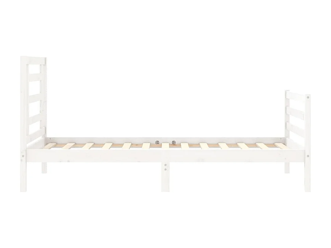 Lit simple | Lit adulte, enfant | Cadre de lit blanc bois massif 90x190 cm