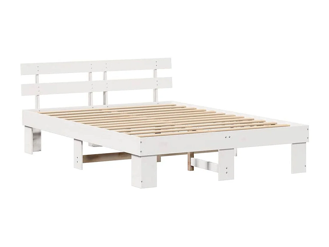 Lit double | Lit adulte | Cadre de lit Blanc 150x200 cm Bois de pin massif