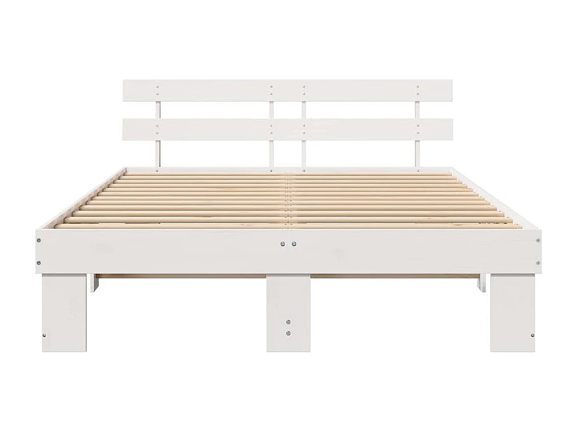 Lit double | Lit adulte | Cadre de lit Blanc 150x200 cm Bois de pin massif