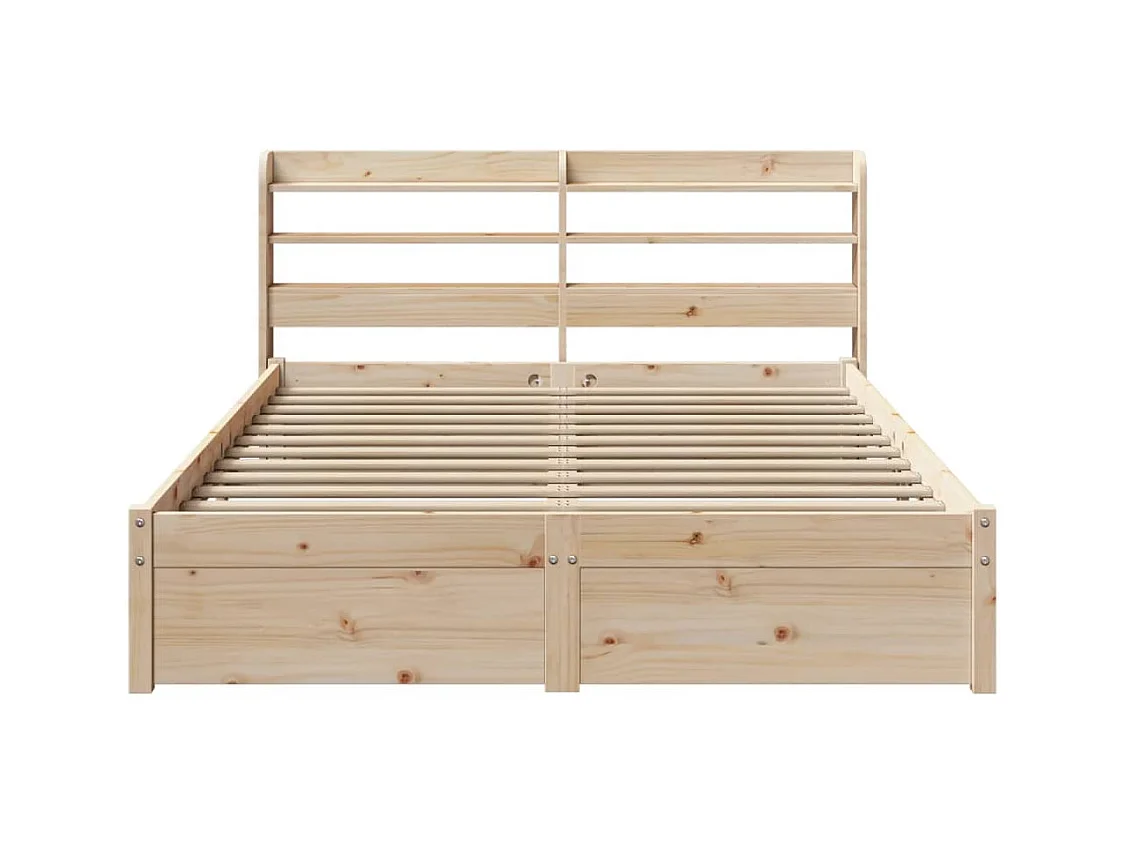 Letto per adulti | Letto matrimoniale | Giroletto con Testiera 140x190 cm in Legno Massello di Pino