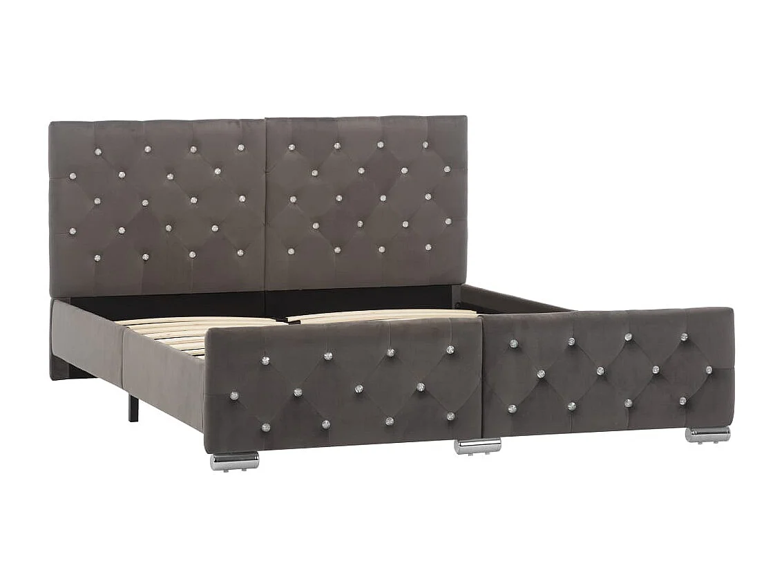 Lit double | Lit adulte | Cadre de lit gris velours 140x200 cm
