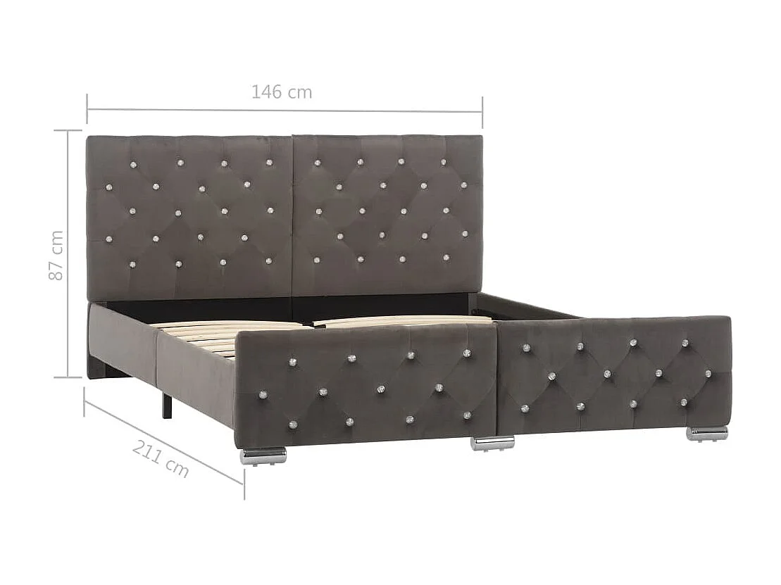 Lit double | Lit adulte | Cadre de lit gris velours 140x200 cm