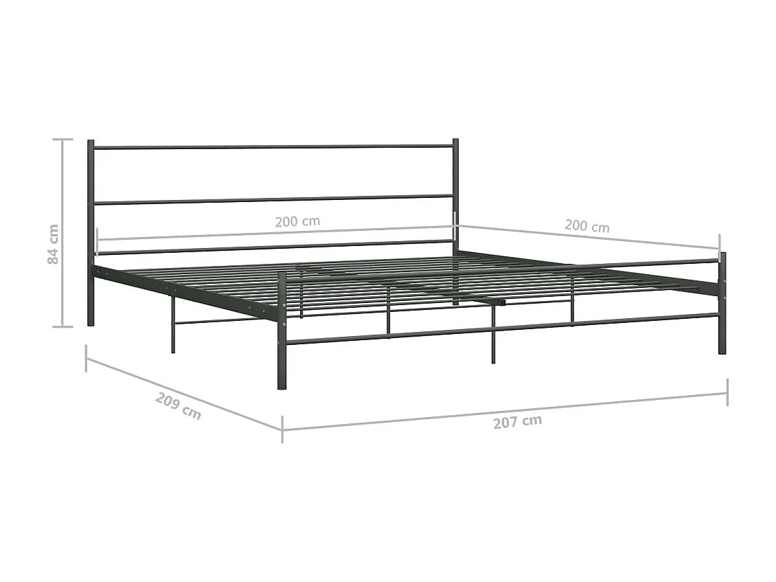 Bedframe | Tweepersoonsbed metaal grijs 200x200 cm