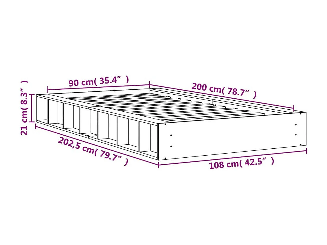 Lit simple | Lit adulte, enfant | Cadre de lit cire marron 90x200 cm bois pin massif