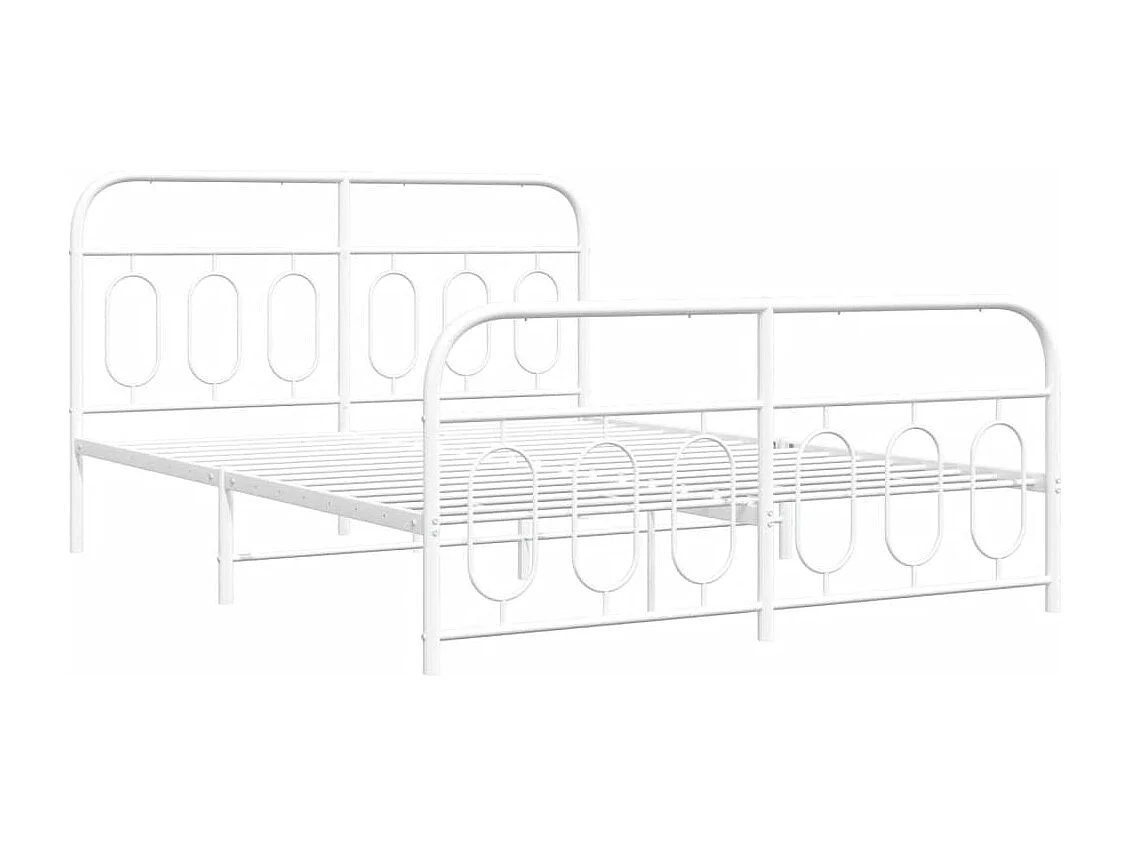 Lit double | Lit adulte | Cadre de lit métal et pied de lit blanc 135x190 cm