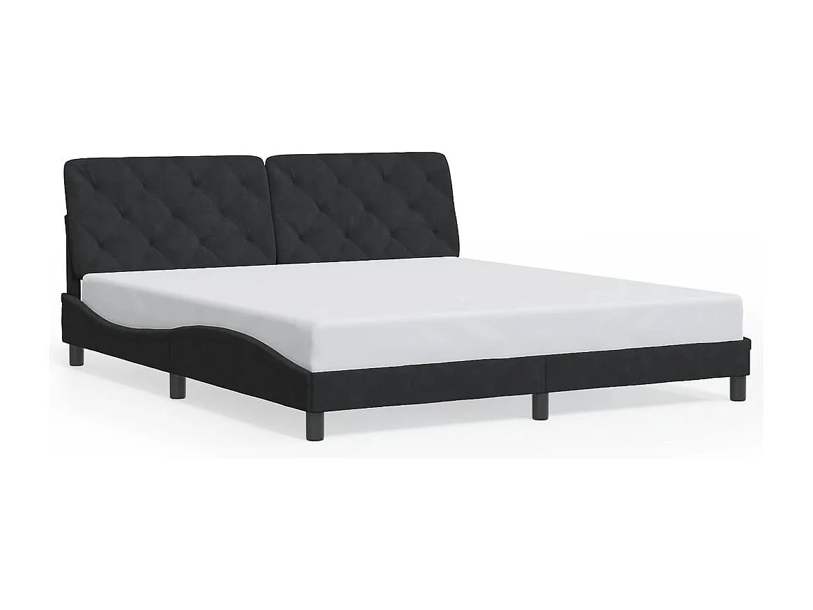 Lit double | Lit adulte | Cadre de lit avec LED noir 180x200 cm velours
