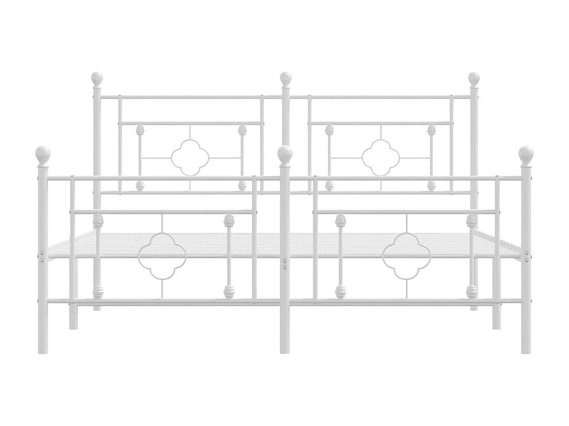 Lit double | Lit adulte | Cadre de lit métal et pied de lit blanc 160x200 cm