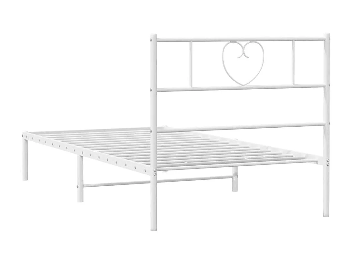 Lit simple | Lit adulte, enfant | Cadre de lit métal avec tête de lit blanc 90x190cm