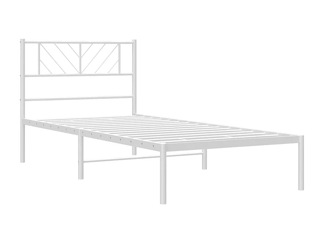 Lit simple | Lit adulte, enfant | Cadre de lit métal avec tête de lit blanc 90x190cm