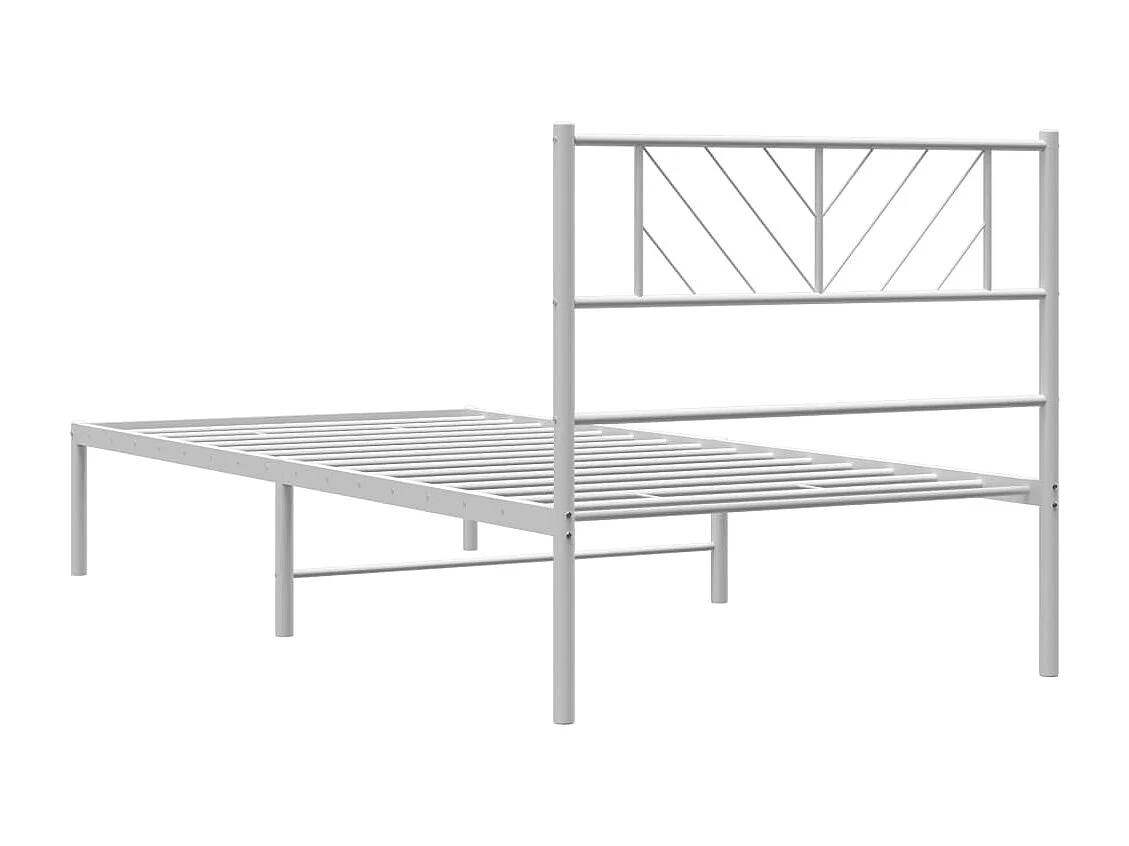 Lit simple | Lit adulte, enfant | Cadre de lit métal avec tête de lit blanc 90x190cm