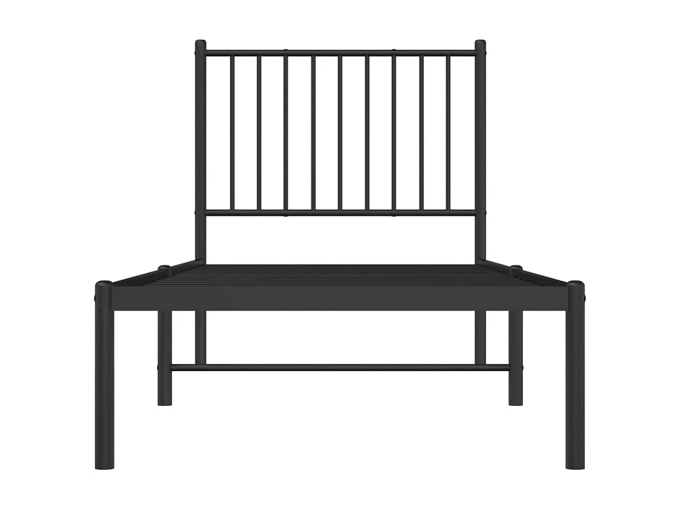 Lit simple | Lit adulte, enfant | Cadre de lit métal avec tête de lit noir 75x190 cm