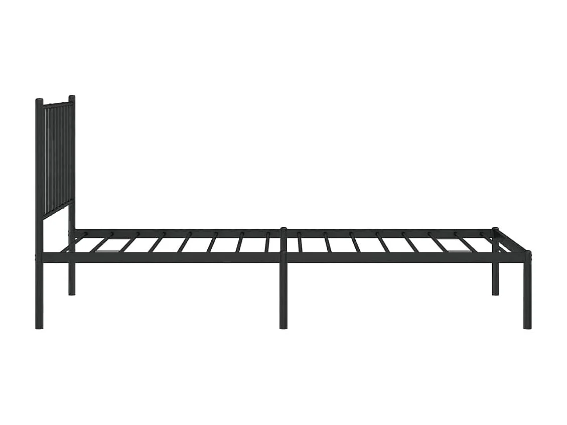 Lit simple | Lit adulte, enfant | Cadre de lit métal avec tête de lit noir 75x190 cm