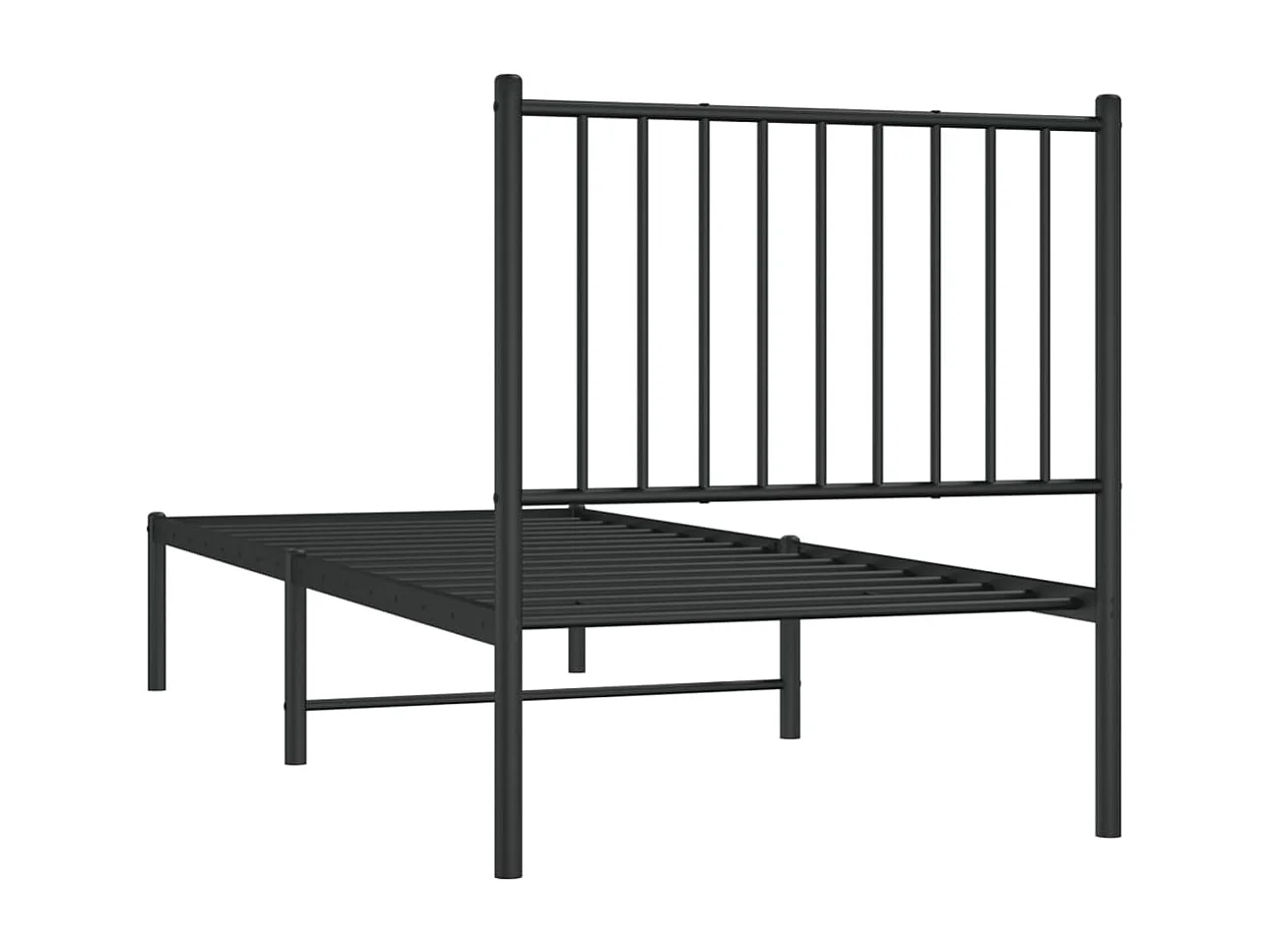 Lit simple | Lit adulte, enfant | Cadre de lit métal avec tête de lit noir 75x190 cm