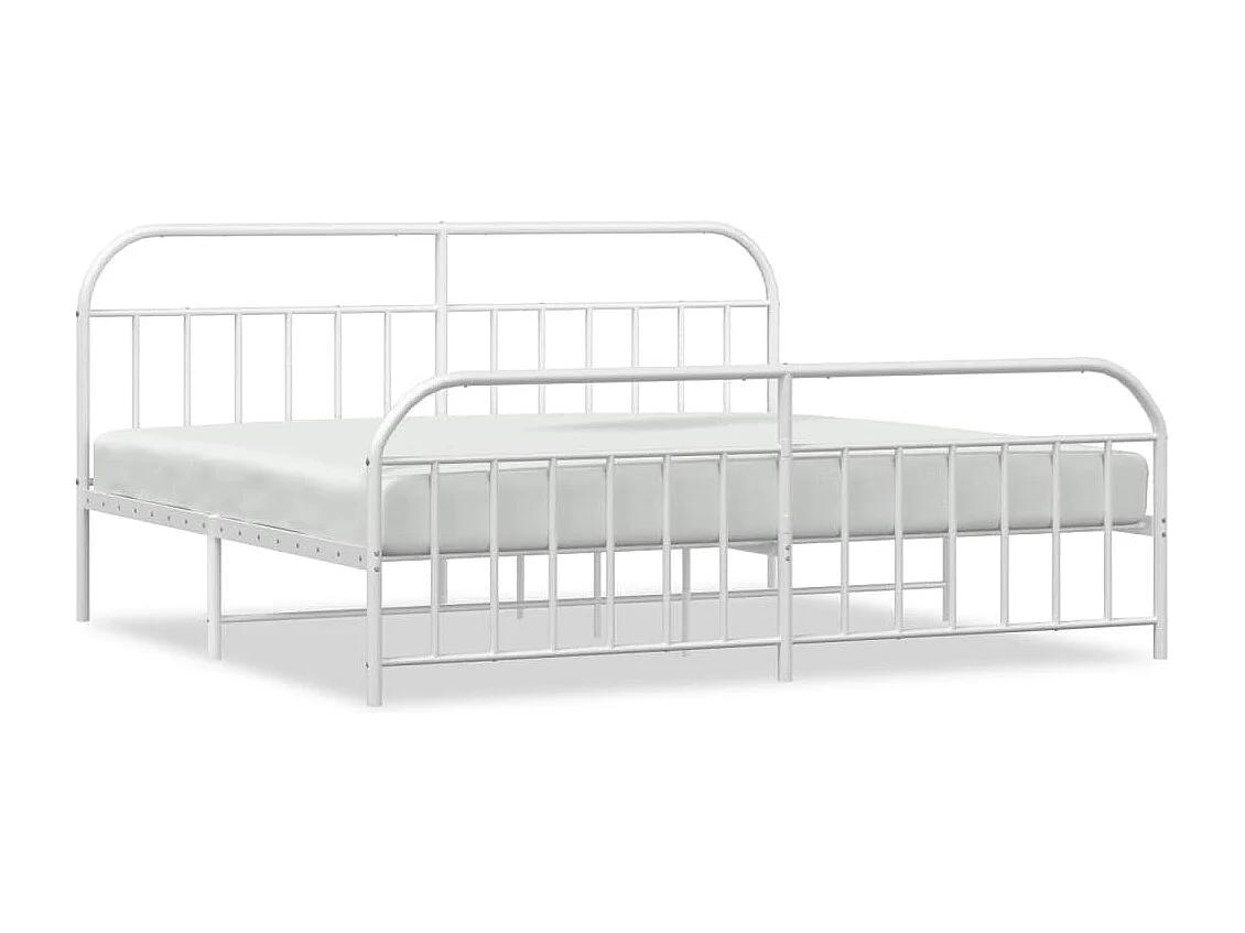 Lit double | Lit adulte | Cadre de lit métal et pied de lit blanc 200x200 cm