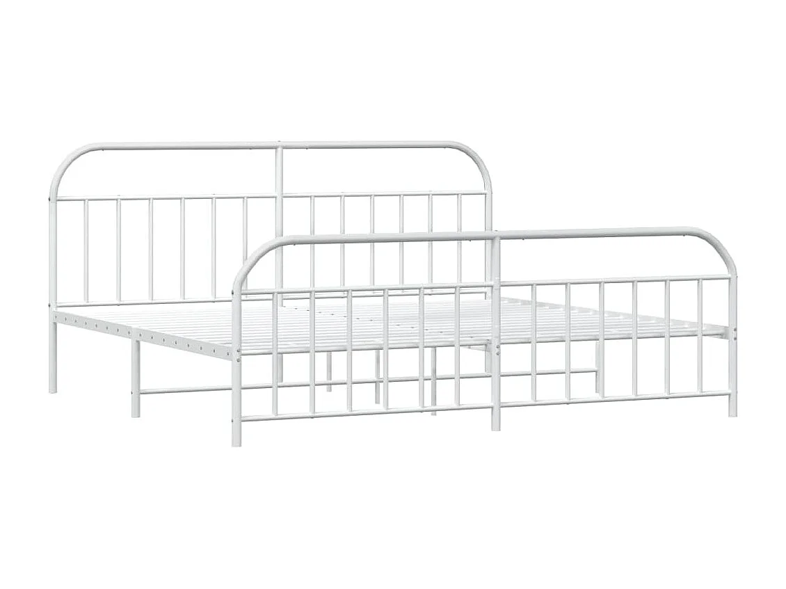 Lit double | Lit adulte | Cadre de lit métal et pied de lit blanc 200x200 cm