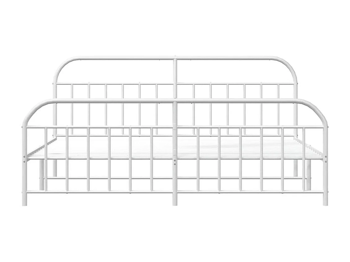 Lit double | Lit adulte | Cadre de lit métal et pied de lit blanc 200x200 cm