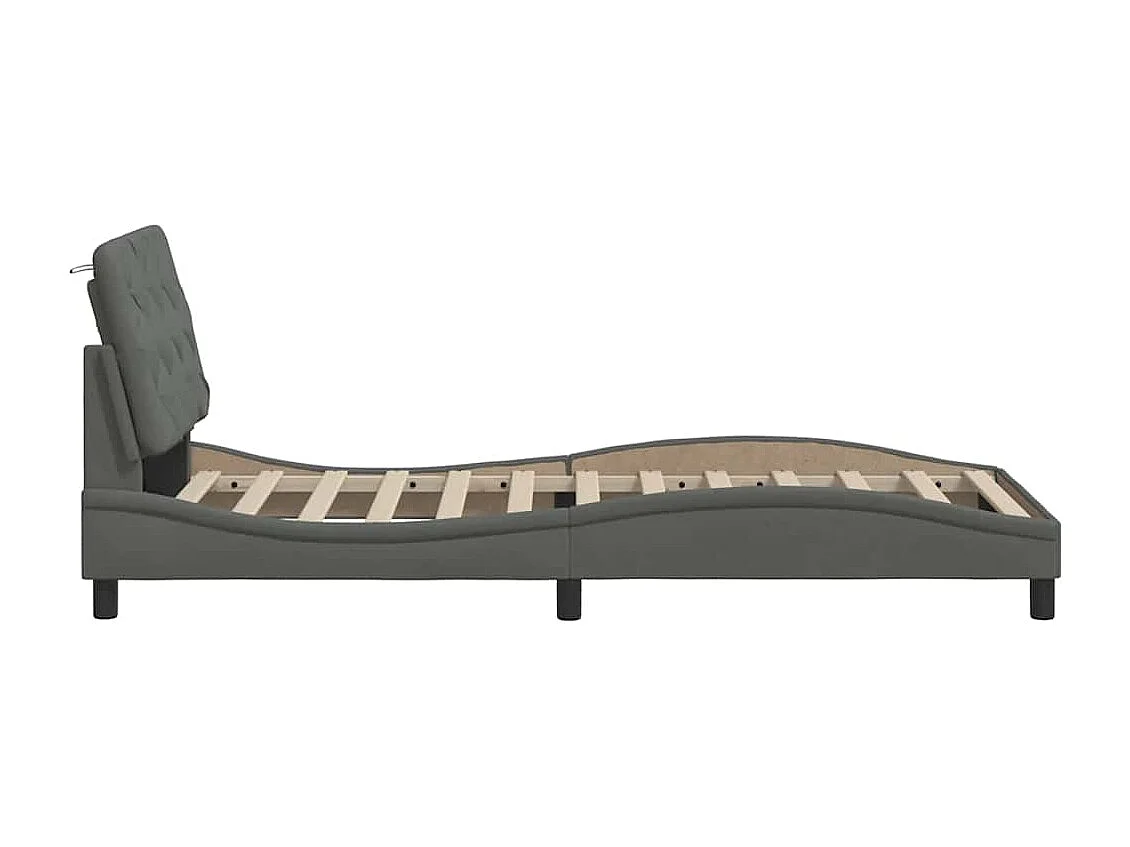 Lit simple | Lit adulte, enfant | Cadre de lit gris foncé 80x200 cm tissu