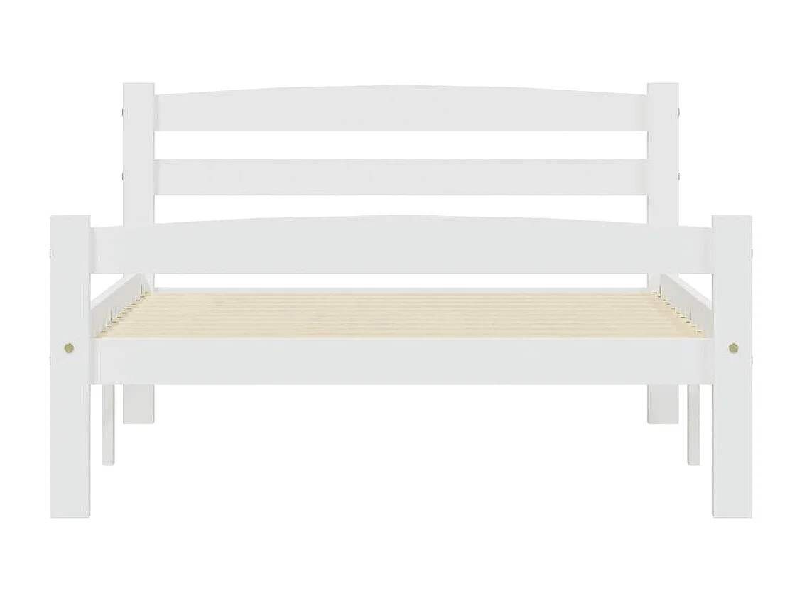 Lit simple | Lit adulte, enfant | Cadre de lit blanc bois de pin massif 90x200 cm
