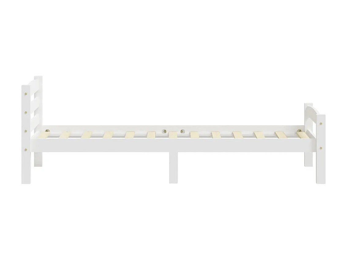 Lit simple | Lit adulte, enfant | Cadre de lit blanc bois de pin massif 90x200 cm