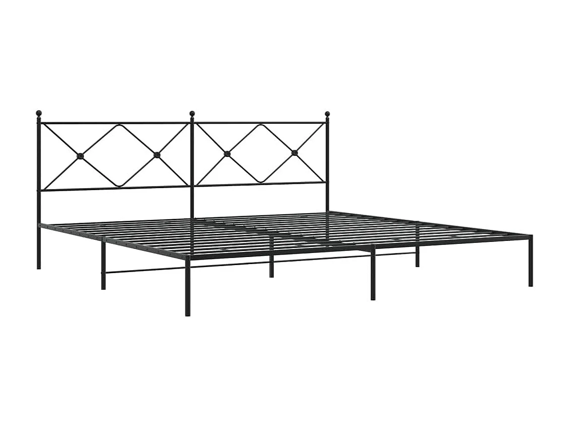 Lit double | Lit adulte | Cadre de lit métal avec tête de lit noir 193x203cm