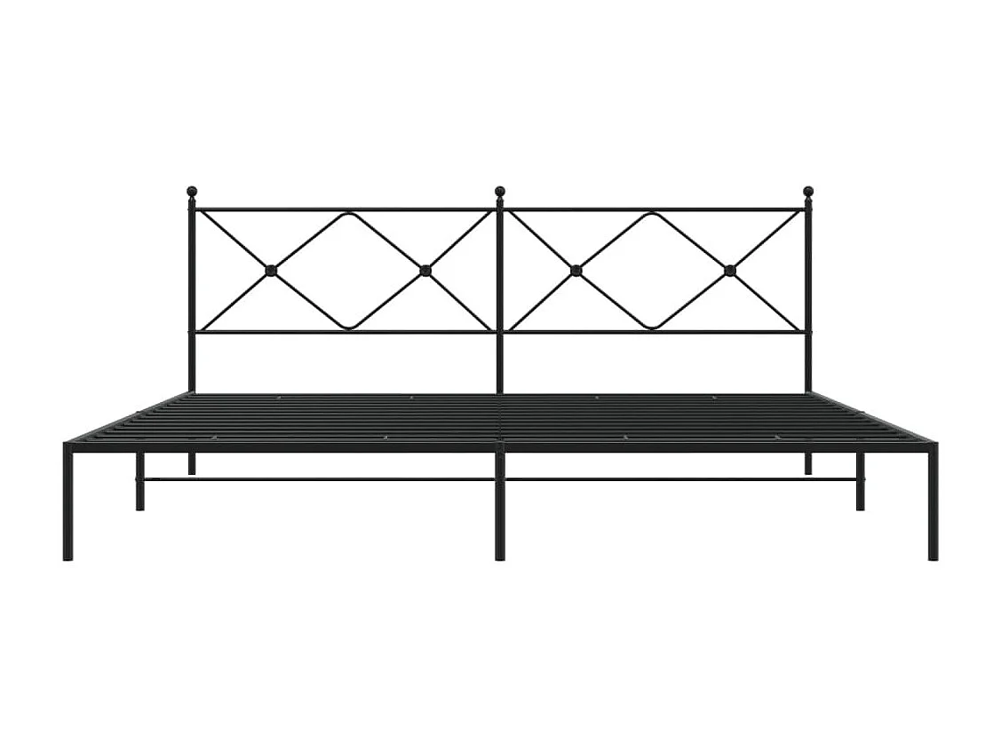 Lit double | Lit adulte | Cadre de lit métal avec tête de lit noir 193x203cm