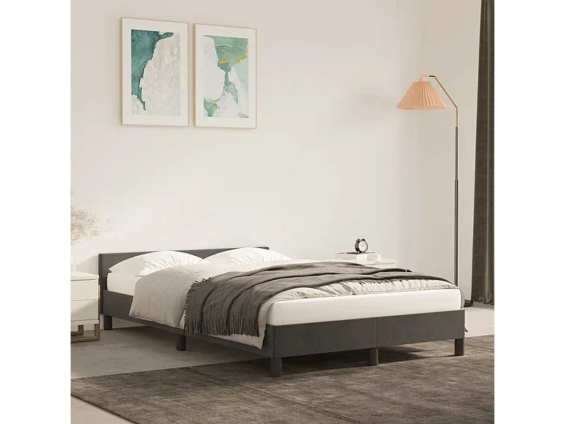 Lit simple | Lit adulte, enfant | Cadre de lit gris foncé 120x200 cm velours