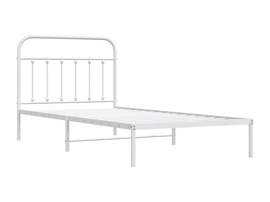 Lit simple | Lit adulte, enfant | Cadre de lit métal et tête de lit blanc 100x200 cm