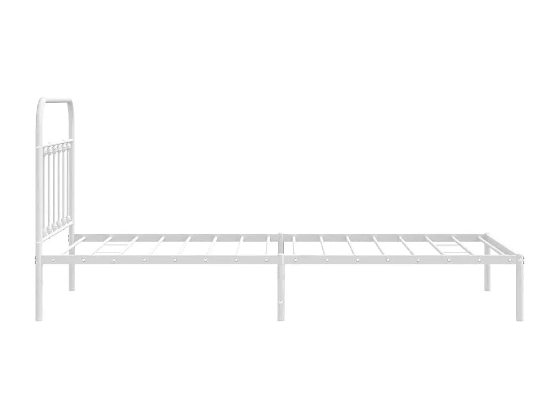 Lit simple | Lit adulte, enfant | Cadre de lit métal et tête de lit blanc 100x200 cm